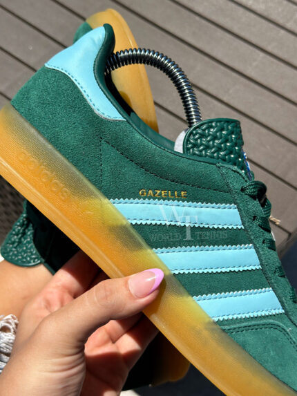 ADIDAS GAZELLE VERDES LÍNEA AZUL
